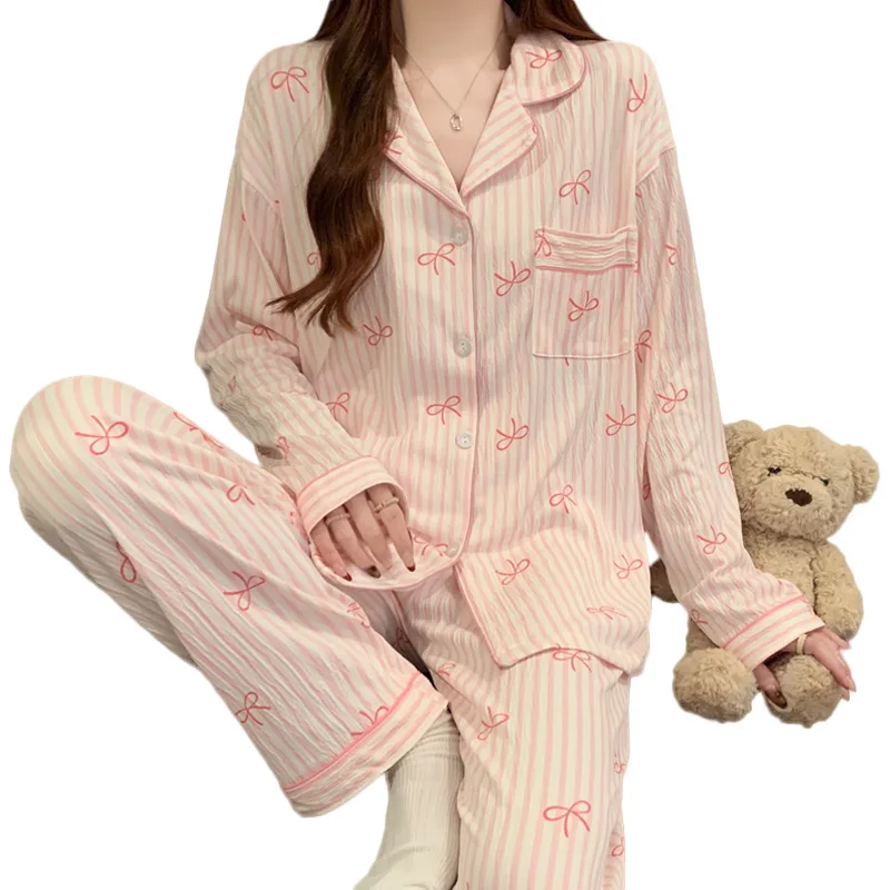 Printemps und automne Nadrar Pajamas pour Femmes Ensemble de – Bild 6