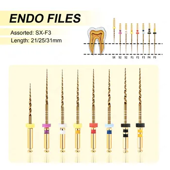 Dental Gold Flexible Feilen Endo Rotationsfeilen Goldene Endodontische Feilen 21/25/31mm