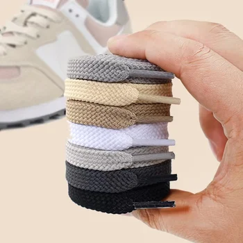 Neue, flache, klassische Schnürsenkel für Sneaker, Freizeitschuhe, weiße und schwarze Sportschnürsenkel