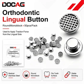 Paket Dental Kieferorthopädische Tasten Monoblock Runde Lingual Taste Metall Zunge Seite Schnalle (50 Stück)