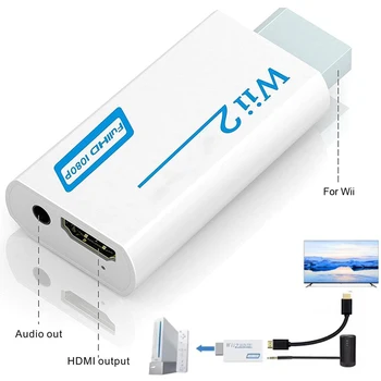 Full HD 1080P HDMI-kompatibler Konverter-Adapter für Wii-Konsole für Wii 2 HDMI 3,5 mm Audiokabel für PC