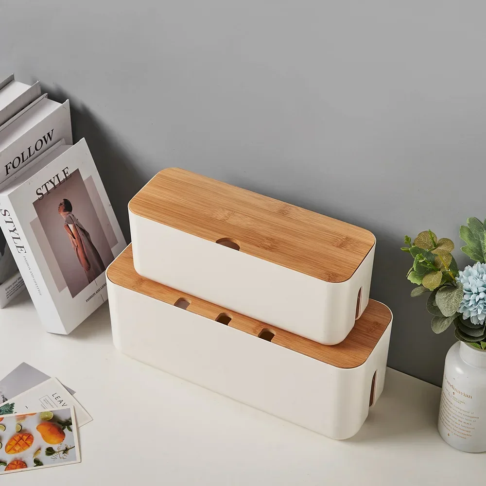 Kabelmanagement-Box mit Bambusabdeckung – Bild 4