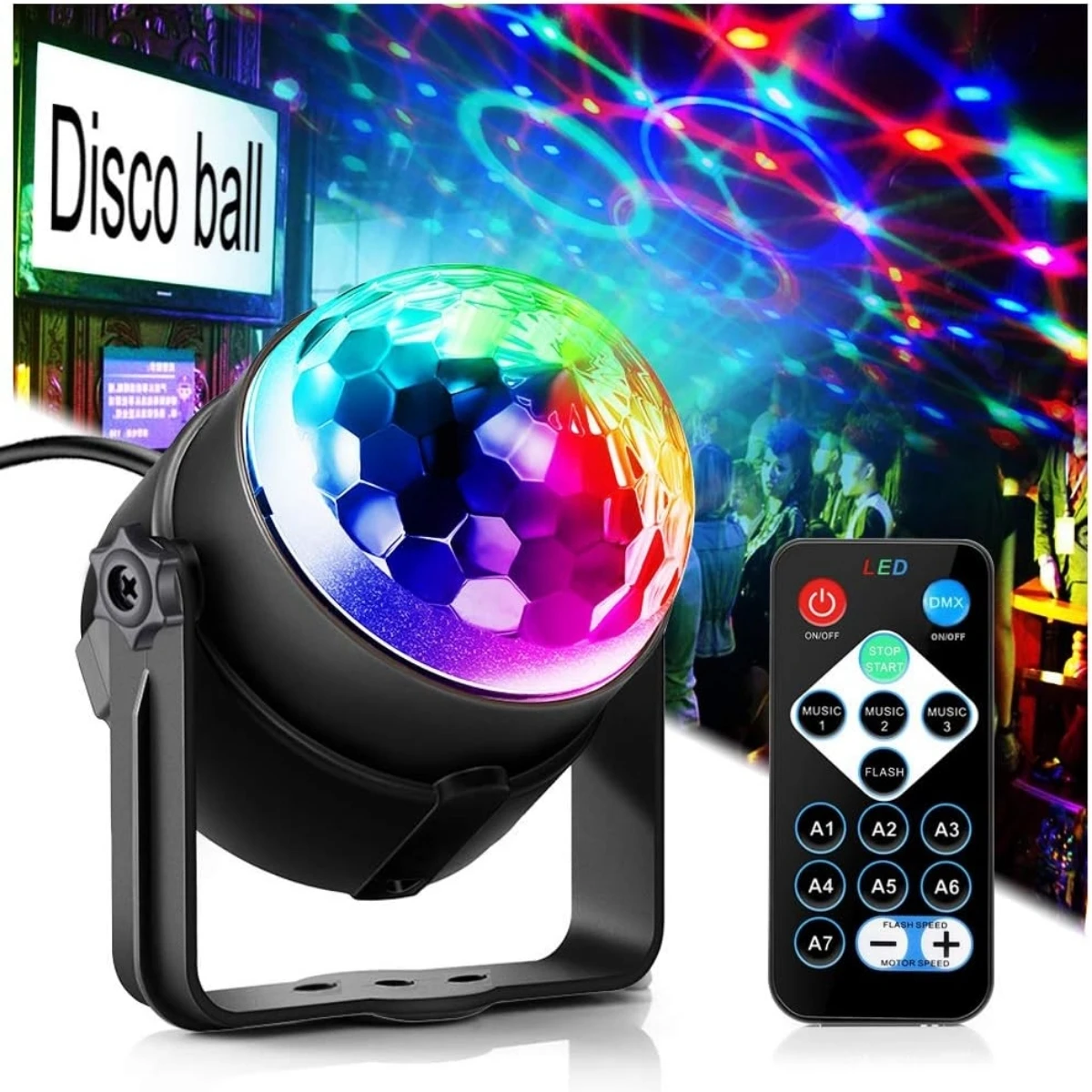 Stroboskop und ferngesteuerte Disco-Kugel-Sfeuchtlichter.