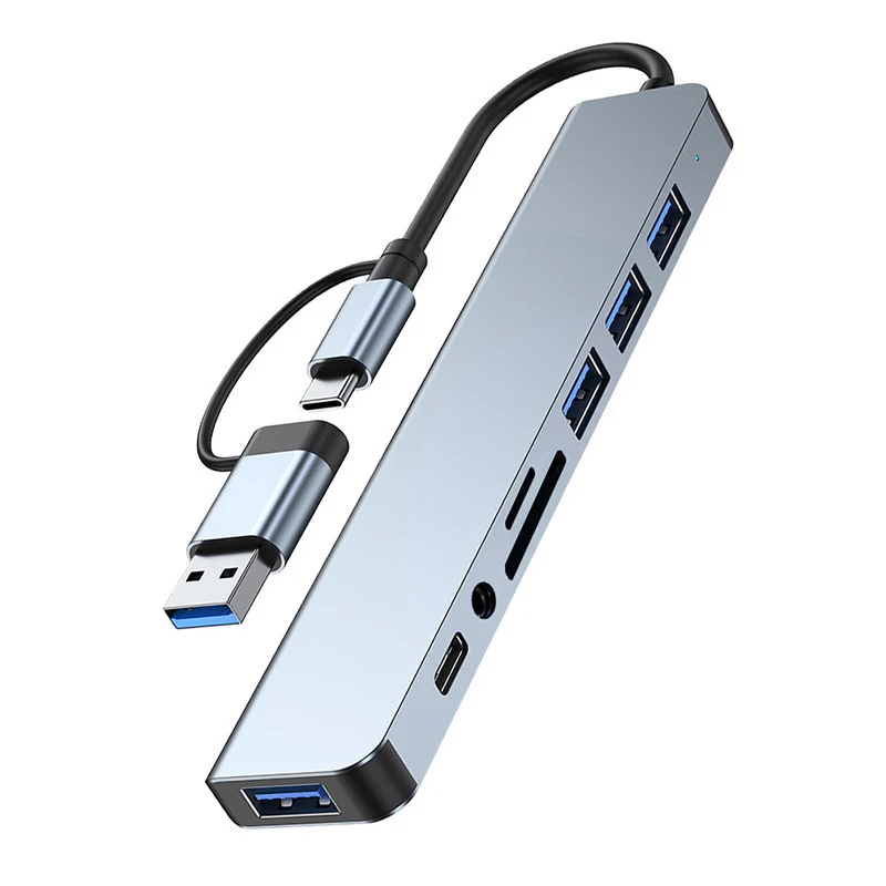 USB und USB-C Hub 8-in-2 mit Micro-SD Kartenleser und 3,5 mm – Bild 6