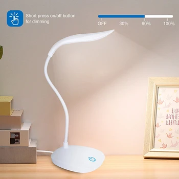 LED-Schreibtischlampe, Augenschutz, Nachtlicht, Touch-dimmbare Leselampe, USB-Stecker, für Büro, Schreibtisch