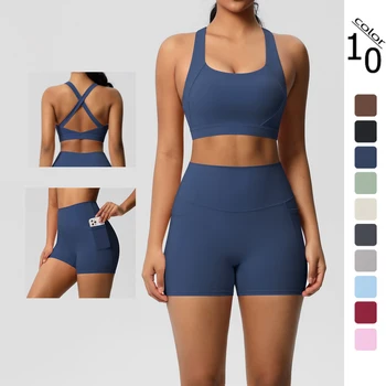 Sportswear Mit Taschen Yoga Set Gymnastik Kleidung Yoga Anzüge Für Frauen Trainingsanzüge Sport (2 Stück)