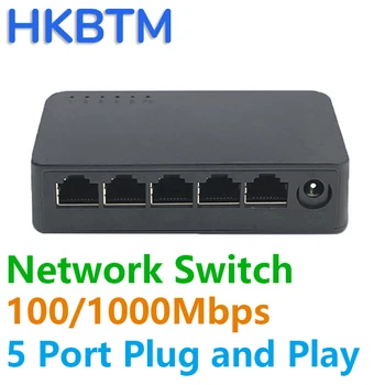 Netzwerk-Switch Mini 5 Ports Switch Ethernet 1000 Mbit/s/100 Mbit/s Gigabit Hochleistungs-Smart-Switcher