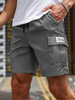 Herren-Shorts mit großen Taschen, lässige Arbeit, coole Hose mit Punkt, lockere Passform, Kleidung, Taille