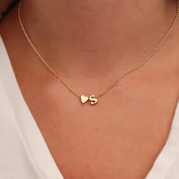 SUMENG Mode Winzige Herz Zierliche Initiale Halskette Gold Silber Farbe Brief Name Halsband Für Frauen