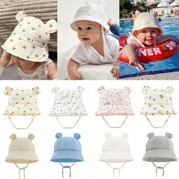 Musselin Baumwolle Baby Hut Sommer Säuglings Kappe Panama für Kinder Weiche Baby Sonnenhüte Mädchen Jungen