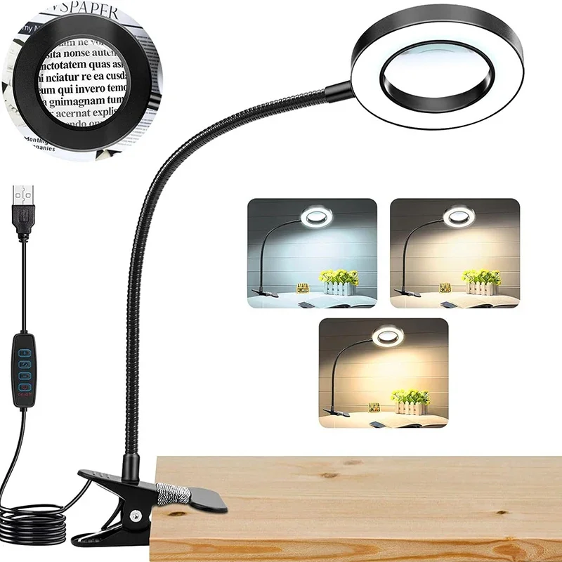 10X Clip On LED Schreibtischlampe Lupe mit Lampe Nagelstudio – Bild 2