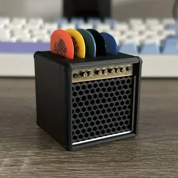 Gitarrenplektrum-Aufbewahrungsbox, Vintage-Lautsprecherförmiger Gitarrenplektrumhalter, tragbarer