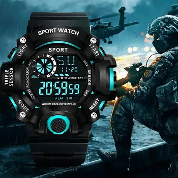 Mode herren Uhr Sport Elektronische Armbanduhr Große zifferblatt Multifunktionale Wasserdichte Leucht Alarm