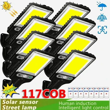 Solar-Straßenlaternen, Solar-Außenlampe mit 3 Lichtmodi, wasserdicht, Bewegungsmelder, Sicherheitsbeleuchtung