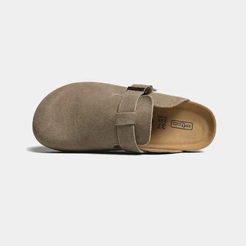 Boston Clogs Hausschuhe für Damen und Herren, Kork-Sandalen, Wildleder-Mules, Slides mit Fußgewölbestütze