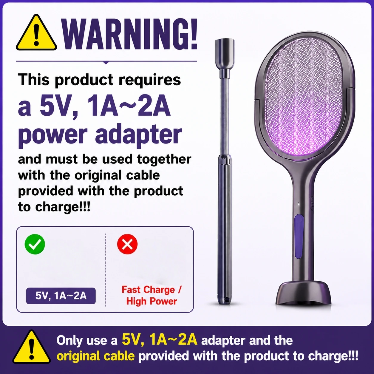 Teleskopischer Elektrischer Mückenschläger & UV-Fallenlampe – Bild 6
