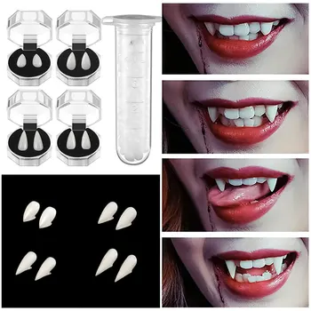 1 Paar Halloween Vampirzähne Fangs Zahnersatz Prop Party Kostüm DIY Cosplay Requisiten Dekor Falsche Zähne