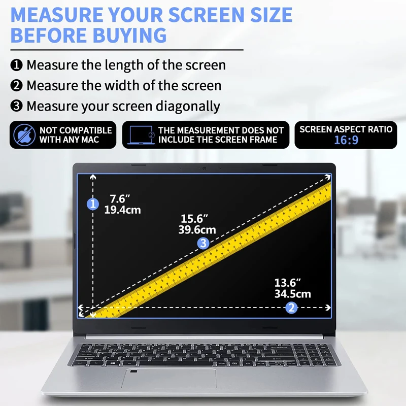 15,6 Zoll Display Verhältnis 16:9 Notebook Displayschutzfolie – Bild 2