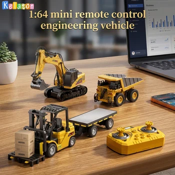 1:64 Bluetooth Fernbedienung Kran und Gabelstapler Zwei-in-Eins Desktop Mini Legierung Spielzeugauto