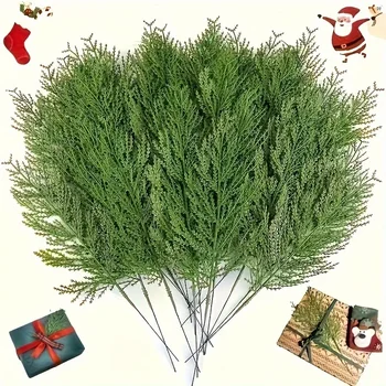 Künstliche Pflanzen, Tannenzweige, immergrüne Kiefern, Blätter, Zweige, Weihnachtsstange (24 Stück)