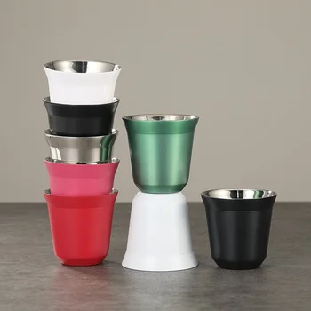 Sommer Neue Einfache Flache Unterseite Tasse Edelstahl Doppel-schicht Innere Tank Kapsel Kaffee Tasse