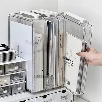 Transparente Acryl-Ablagebox für den Schreibtisch, A4-Datei- und Dokumentenorganizer, staubdichte