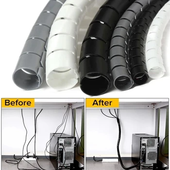 2m/1m flexible Spiral kabel Drahts chutz Kabel Organizer Computer kabel Schutz rohr Clip Organizer Management