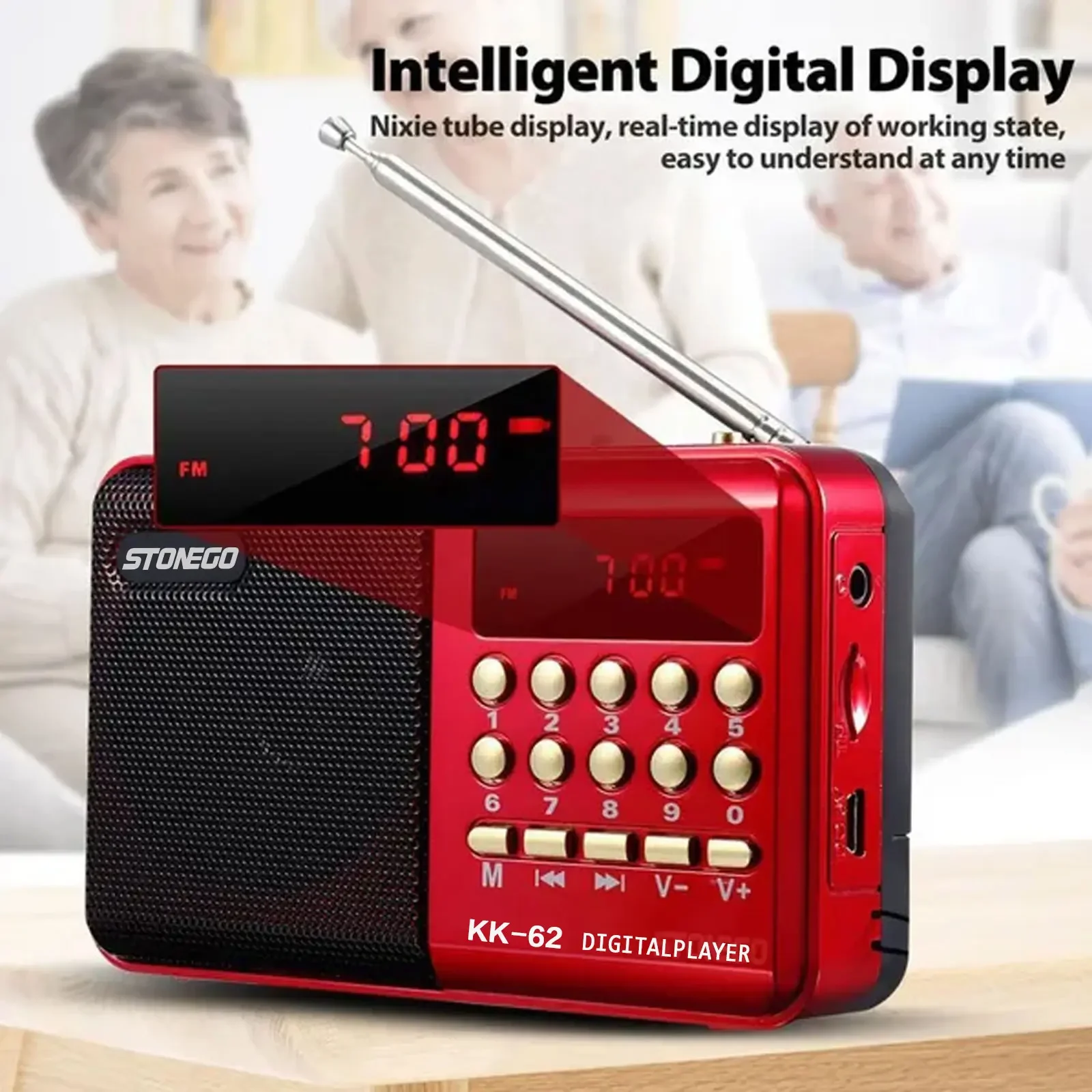 Tragbares Mini-Radio, wiederaufladbar, tragbar, FM, USB, TF – Bild 2