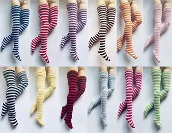 Handgemachte 1 Paar Candy Color Stripe Strumpfsocken für Blyth, Azone 30 cm Puppen OB, Momoko, Licca 1/6