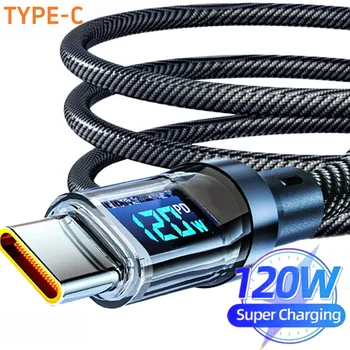 120W Superschnelles Ladekabel mit Echtzeit-Digitalanzeige, USB-A auf Typ-C Datenkabel für iPhone