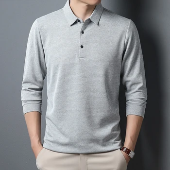 Herren Business Casual Polo Langarm T-Shirt Sommer Bequemes Top