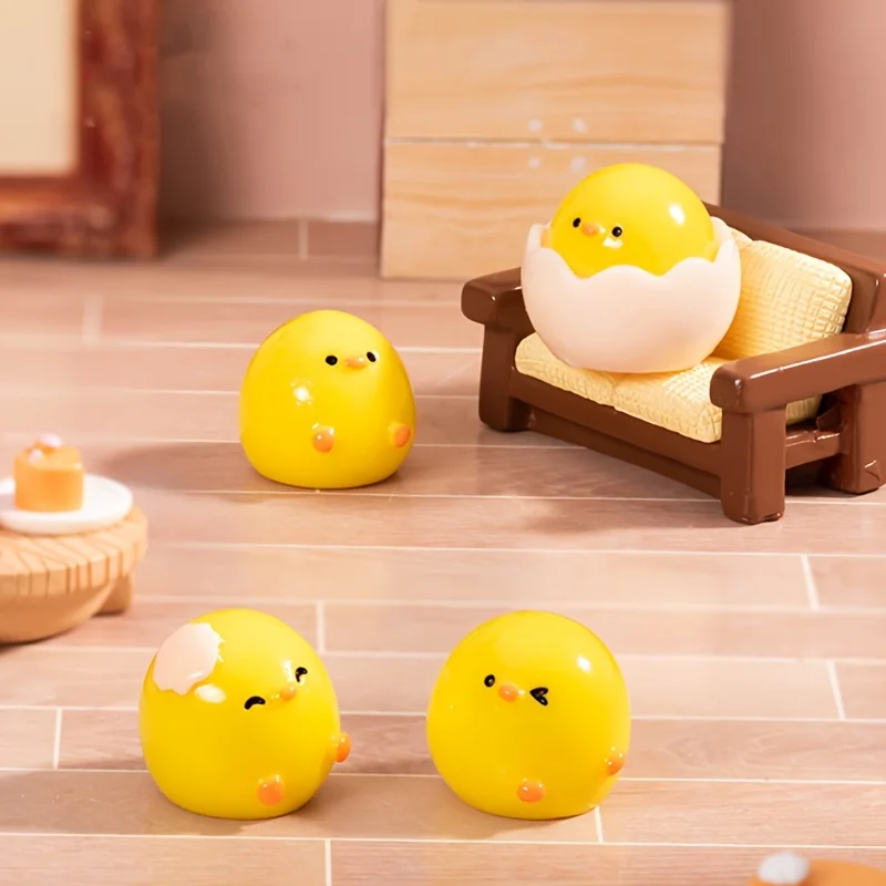 6 Stück Miniatur-Harzfiguren – zeitgenössische Cartoon-Küken – Bild 4