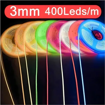 3 mm ultradünner 12 V bunter COB-LED-Streifen, dimmbar, 3000 K, 4000 K, 6000 K, flexibles Licht mit hoher