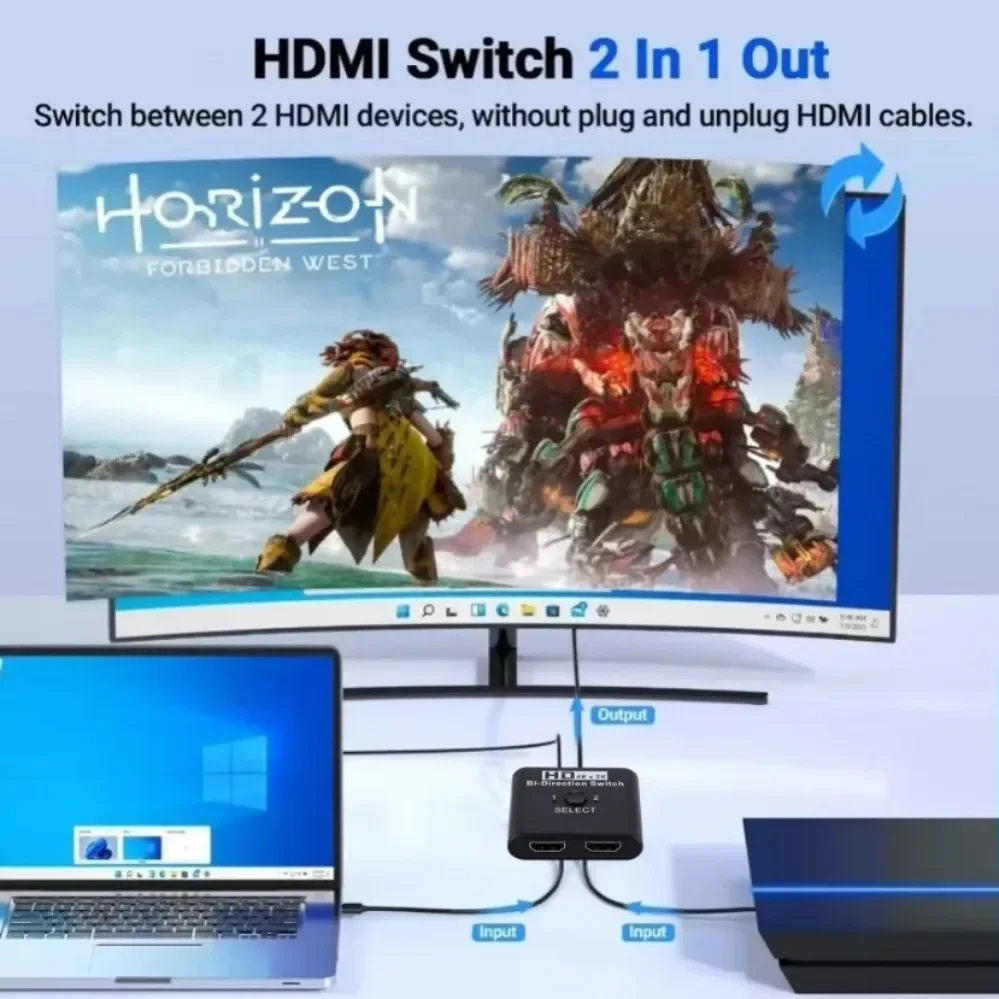 2 Ports Bidirektionaler HDMI-kompatibler Video-Umschalter – Bild 2