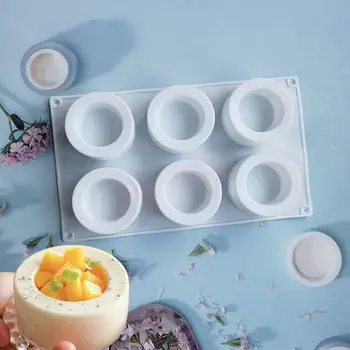6-Loch Zylindrische Mousse-Kuchenform aus Silikon DIY Französische Hohle Form für Gebäck Schokolade Pudding