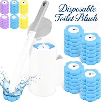 Einweg-Toilettenbürste, wandmontierte Toilettenbürste mit Ersatzkopf, Reinigungsset, WC-Zubehör für Zuhause