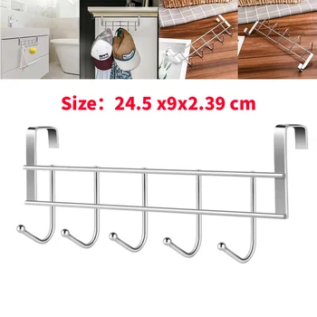 Robuster Edelstahl 5-Haken-Schranktürhaken 24,5x9x2,39 cm Kleine Türhaken Kleider- und Handtuchaufbewahrung