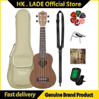 IRIN 21 Zoll Ukulele 4 Saiten Hawaiianische Gitarre Sapele Liebesform Guitarra Ukulele mit Tasche Stimmgeräte