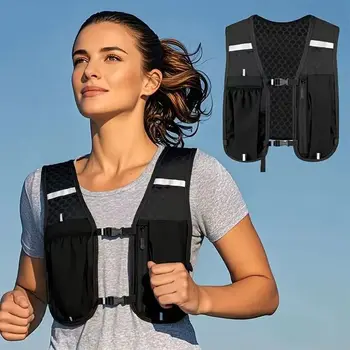 Laufweste für Damen und Herren, Verstellbarer Brustgurt, Leichte Reflektierende Hydrationsweste für Marathon
