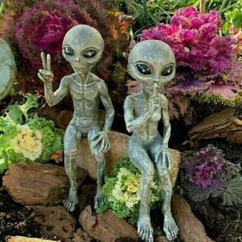 Outdoor Space Alien Ornamente Garten Harz Statue Figur Home Dekoration Geschenk Garten Hof Dekoration Outdoor
