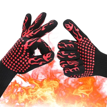 Grill handschuhe Hoch temperatur beständige Küchen mikrowellen handschuhe Grad feuerfeste rutsch feste Grill