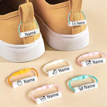Personalisierte Namensanhänger für Babyschuhe, Schulranzen, Becher, Kleidung, wasserfest, mit Kordel