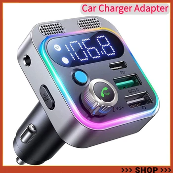 Bluetooth 5.0 FM-Transmitter mit 2 Mikrofonen und 48 W PD/QC 3.0