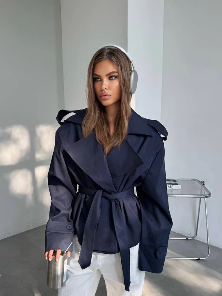 Damen Taillierter Windbreaker Modischer Einfarbiger – Bild 4