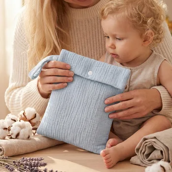 Baby-Wickeltasche aus Musselin-Baumwolle, tragbare Reise-Hängeorganizer-Tasche für Säuglinge, Kleinkinder