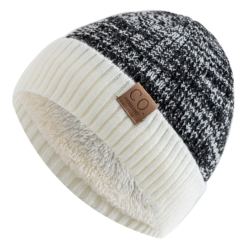 Neue Unisex Zwei-Ton Winter Hüte Hinzufügen Pelz Gefüttert – Bild 2