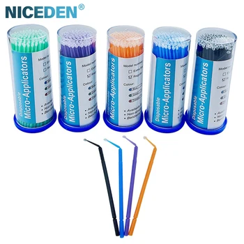 Niceden 100 Stück/Flasche Dentalmaterialien Zahnverlängerungswerkzeuge Einweg-Dental-Mikrobürsten-Applikatoren