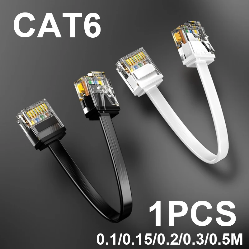 Kurzes flaches Cat 6 Netzwerkkabel RJ45, ab 10 cm, für Router