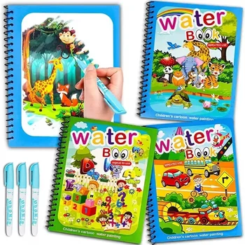 Zeichnungs-Malbücher für Kinder, magisches Wasserbuch mit Stift, 2 bis 4 Jahre alte Kinder, Lernen, Bildung