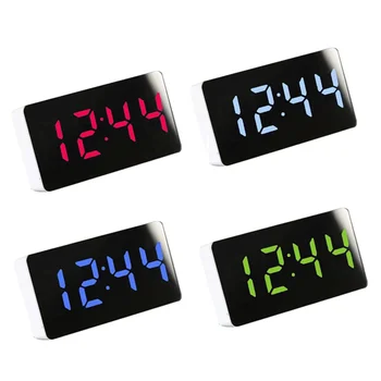 Multifunktionale Spiegel Tischuhr Digital Alarm Snooze Display Zeit Nacht LED Licht Schreibtisch Desktop Home